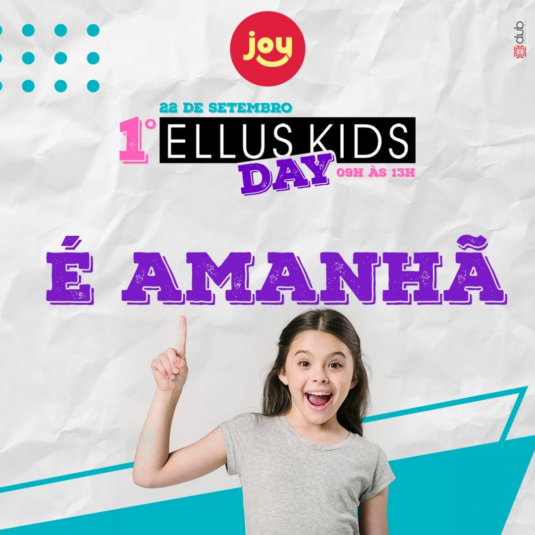 Joy_Kids_'s tweet photo. É AMANHÃ! 😍😍😍

1º Ellus Day Kids na Joy! 😍😍😍

Dia 22 de setembro, das 9h às 13h.
#lojajoy #dubmkt #joybm #modajovem https://t.co/wddFc1QJYq