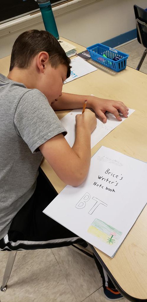 mrshuculak's tweet photo. Writing dedications and individualizing our writer's notebook.  #3/4 #drakeschool @drakeschoolsk https://t.co/tDNKO7MREi