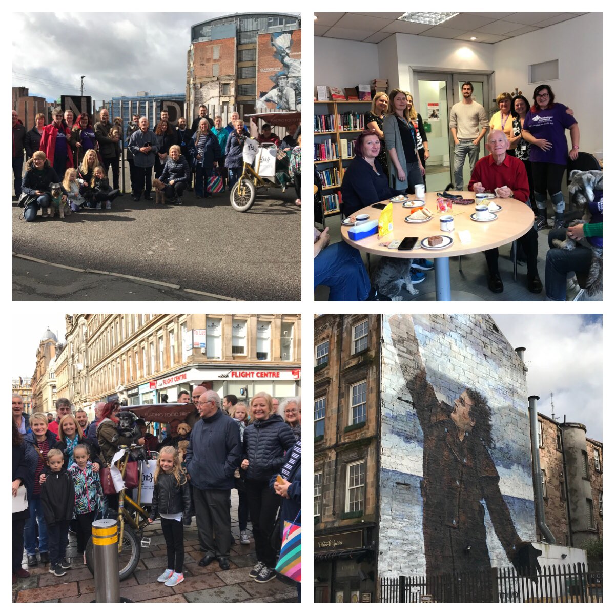 Today on #WorldAlzheimersDay we were joined by dementia friends, families &amp;  #dementia dogs for a lunch-time walk around Glasgow’s murals and raised some donations too! Thank you to all who joined us. <a href="/online_his/">Healthcare Improvement Scotland</a> <a href="/ihubscot/">Improvement Hub</a> <a href="/alzscot/">Alzheimer Scotland</a> <a href="/jimbaird15/">jim baird</a> @GAlzscot #worldalzday <a href="/AlzDisInt/">ADI</a>