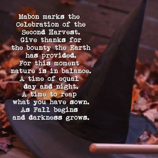 Tomorrow (8:54p CST) is the Fall Equinox. Mabon the 2nd of the 3 harvest. The Harvest Full Moon follows on the 24th. 
Happy Mabon Blessings! Enjoy the bounties of your harvest. Love & Light!
#FallEquinox #Mabon #FullMoonCometh #WitchyGoddess #SpohiasWisdom