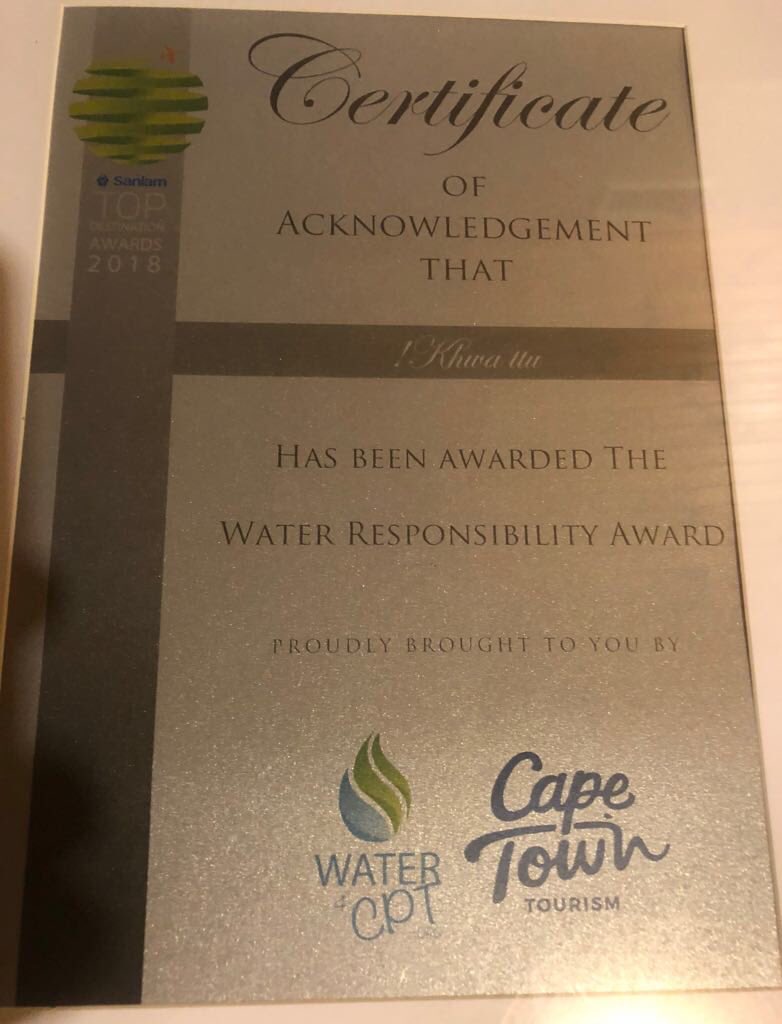 <a href="/KhwattuSan/">!Khwa ttu</a> has been awarded the #WaterSustainabilityAward at this years <a href="/sanlam/">Sanlam</a> TOP destination awards last night! #SaveWater #Sustainability #KhwattuHeritageFest