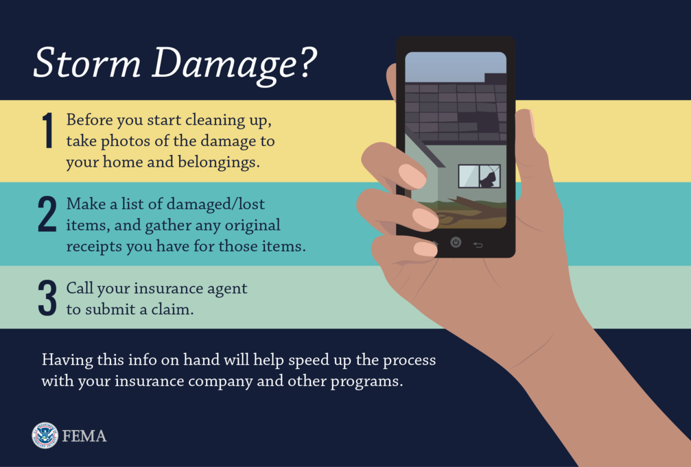 fema's tweet photo. As you check your property after #Florence, document any damage or loss with photos and videos before starting to clean up. This will help you as you go through the homeowner’s and flood insurance claims process. https://t.co/v9VkdN1oFT