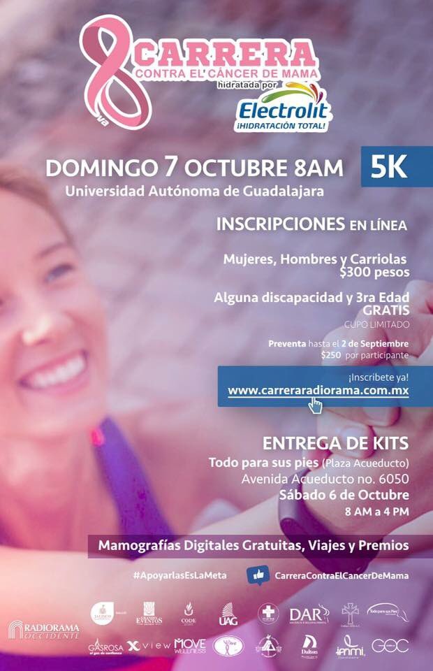 ¿Y ustedes ya se escribieron? 🏃🏼‍♀️🏃🏾‍♂️ Los esperamos en la 8ª Carrera contra el cáncer de mama este próximo Domingo 7 de Octubre a las 8:00am ¡INSCRIPCIONES ABIERTAS! #ApoyarlasEsLaMeta 🎀 #GrandesEventos <a href="/GobiernoJalisco/">Gobierno de Jalisco</a> <a href="/saludjalisco/">Secretaría de Salud Jalisco</a> @codejalisco
