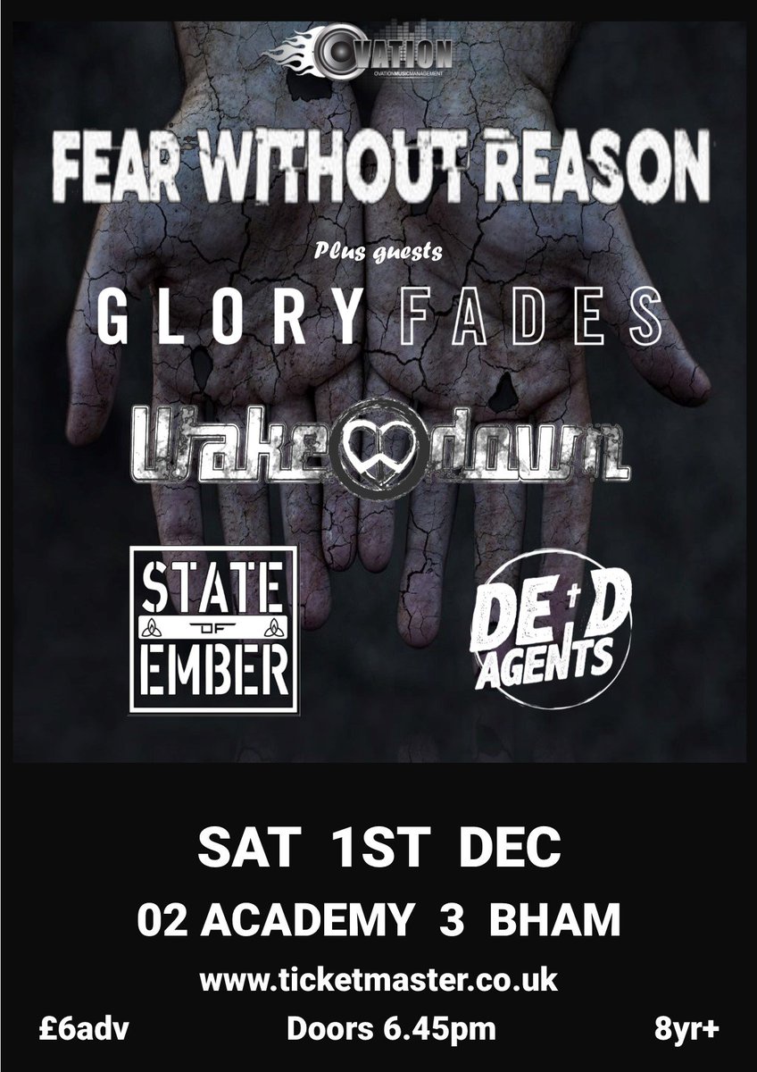 Another date for your diaries as we head to The  O2 Academy, Birmingham 1st Dec.