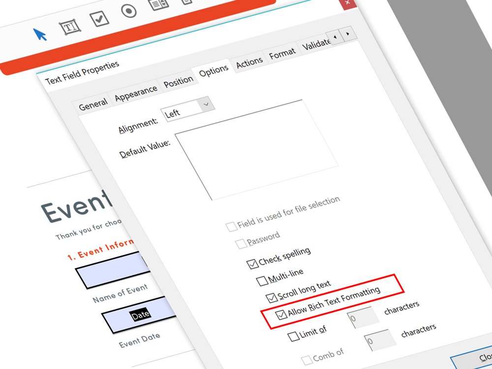 Acrobat's tweet photo. #FormTipFriday. Go beyond plain text by using Rich Text Formatting in your form fields: https://t.co/OiD4qxlVUW https://t.co/JOwoHbHYkh