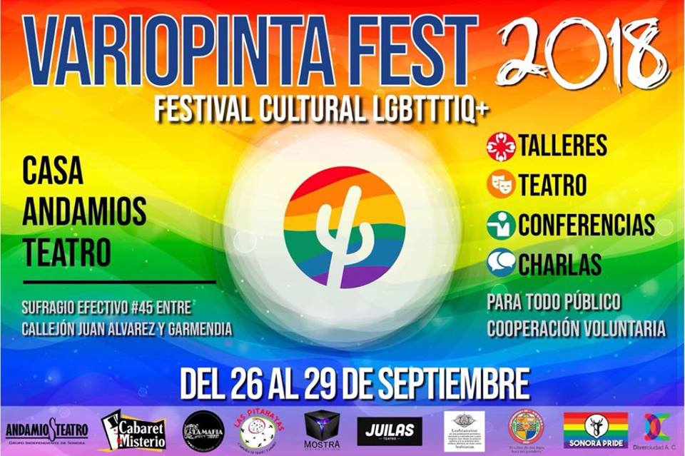 drechosexuales's tweet photo. Plebes ¿listxs para el #VariopintaFest? El primer y único festival Artístico-Cultural LGBTTTTIQ en Sonora 🏳️🌈 para TODO público. https://t.co/5KL1dyIXfz
