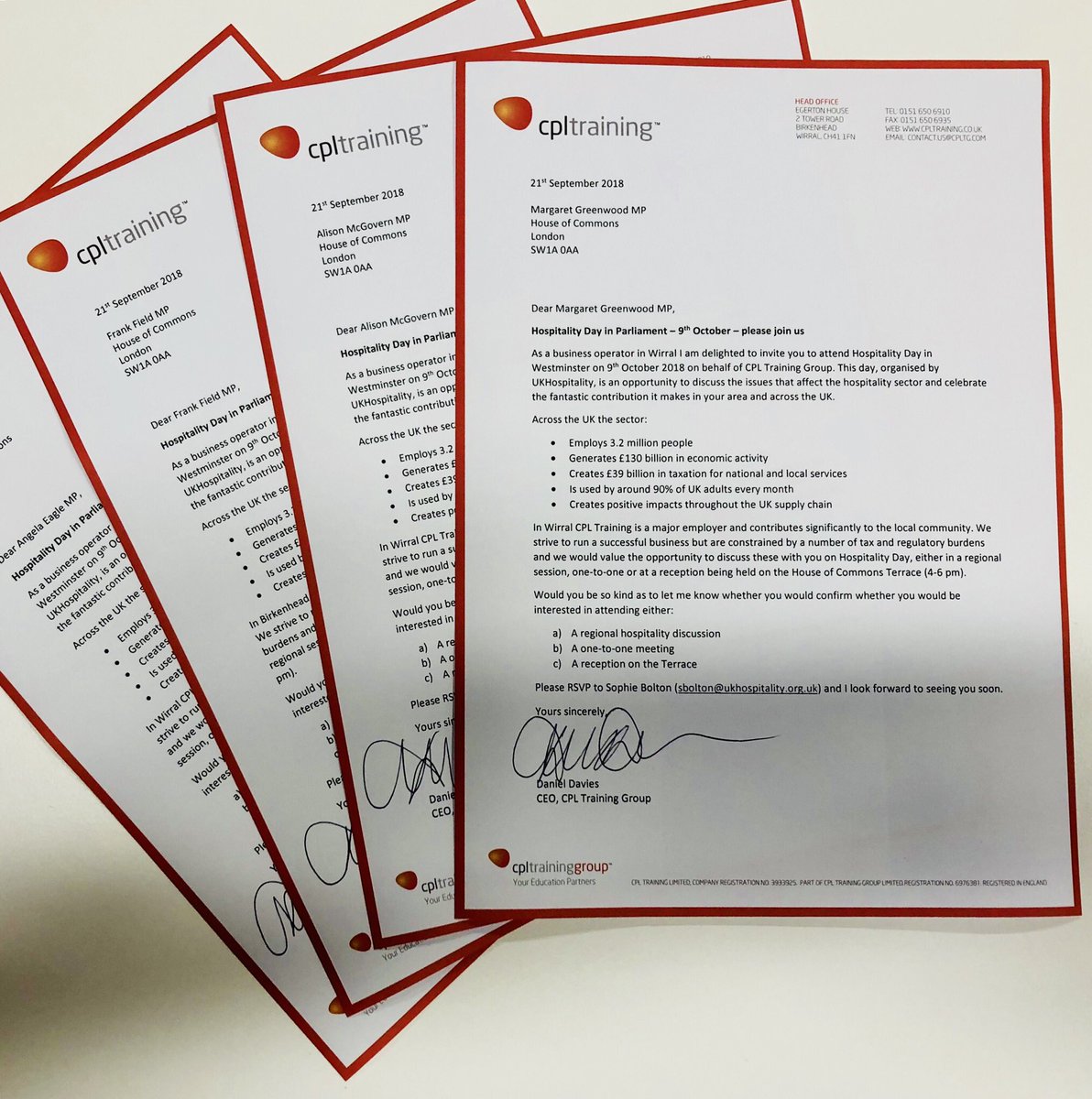 danieldaviesRPL's tweet image. All our @cpltraining @cplelearning @abvtraining @uk_legion MPs @frankfieldteam @angelaeagle invited to the @HouseofCommons for #hospitalityday @UKHofficial