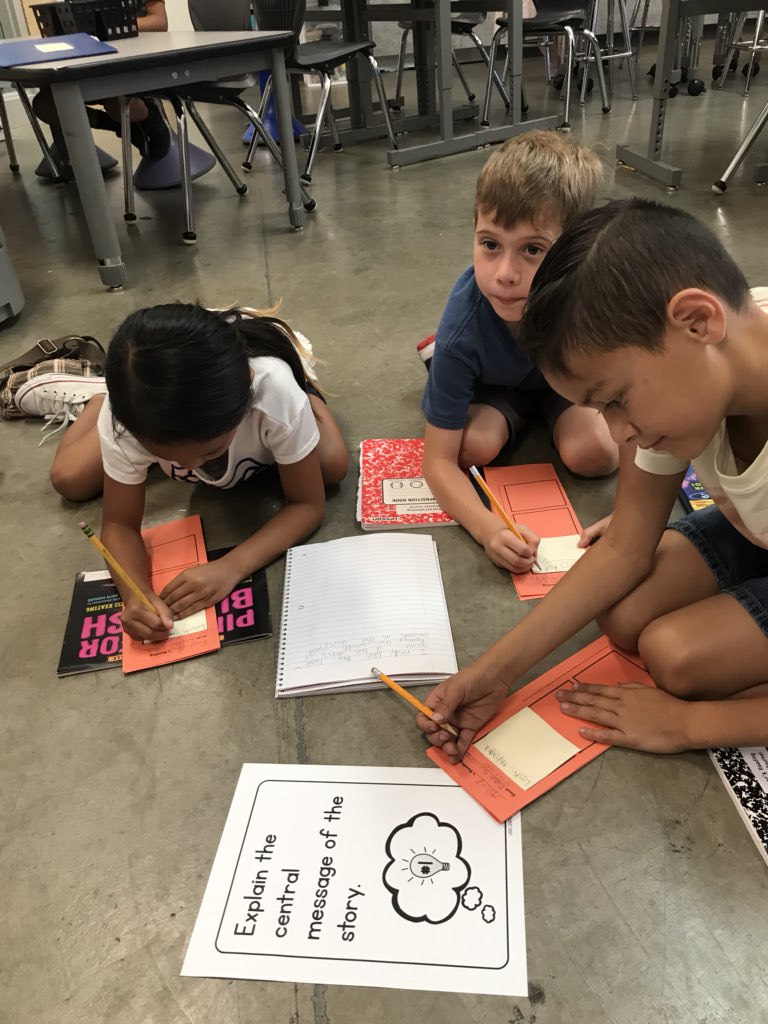 BaumgartnerRCSD's tweet photo. Conferring during reading one of the most important parts of workshop. Connecting the strategy with @BenchmarkEdu story “Rough Face Girl” can be applied to our independent reading. #centralmessage #WorkshopReadingGoals @RCSDOrchard #RCSDchampions #rcsdk8 https://t.co/zMkXSi6b2s