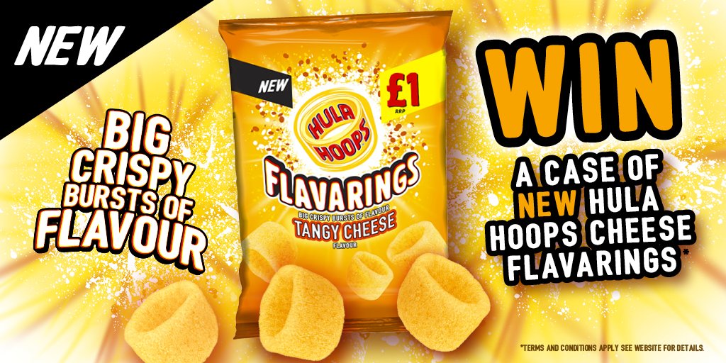 NisaLocally's tweet photo. Available in store now for 2 for £1.50 - Hula Hoops Tangy Cheese Flavarings!

We've got a case to give away, just FOLLOW + RT to enter. Closes 27th Sept, T&amp;Cs apply: https://t.co/Ggs23r6mU3 https://t.co/OZ9P99rfpl