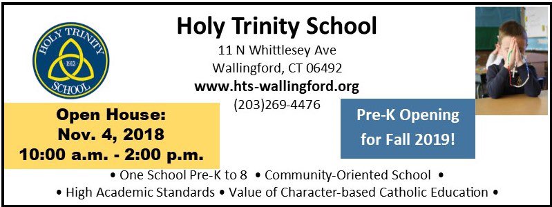 Visit Holy Trinity School on Wednesday, October 3rd from 9:00 a.m. - 10:30 a.m. for a Walk Through Wednesday and Sunday, November 4th from 10:00 a.m - 2:00 p.m. for our Open House! Come see all of the amazing learning happening at our school! Retweet this post to share w/ others!