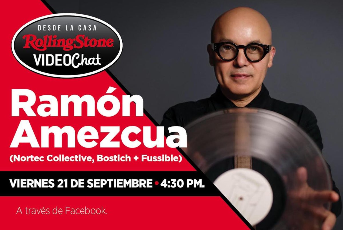 Hoy VIE-21 Sep 
Video Chat desde la Casa de <a href="/RollingStoneMX/">Rolling Stone en Español - México</a> 
4:30 pm (Centro), 2:30 pm (Pacífico)