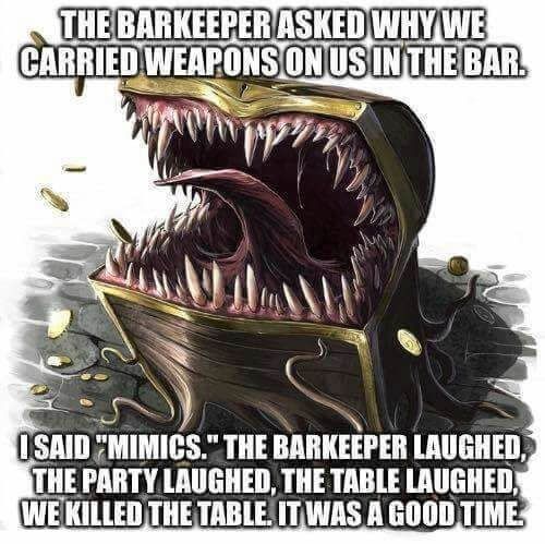 PennyforaTale's tweet photo. What's the worst thing to be a Mimic? https://t.co/oRjEsiOyYJ