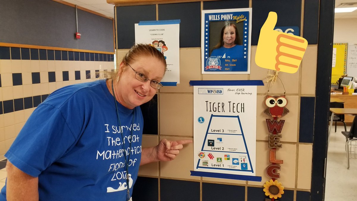 tammy_whitaker's tweet photo. Fun day Friday and congrats to 3 of our rock star teachers @WillsPointISD completing Level 1 today! Ms Gibson at @WillsPointJHS and Ms Bell and Ms Barker @ the Middle School. Thank you for your commitment to growing for our students! #TigerTech #BeWPISD #nevereverstoplearning https://t.co/gu0nGfqZQm