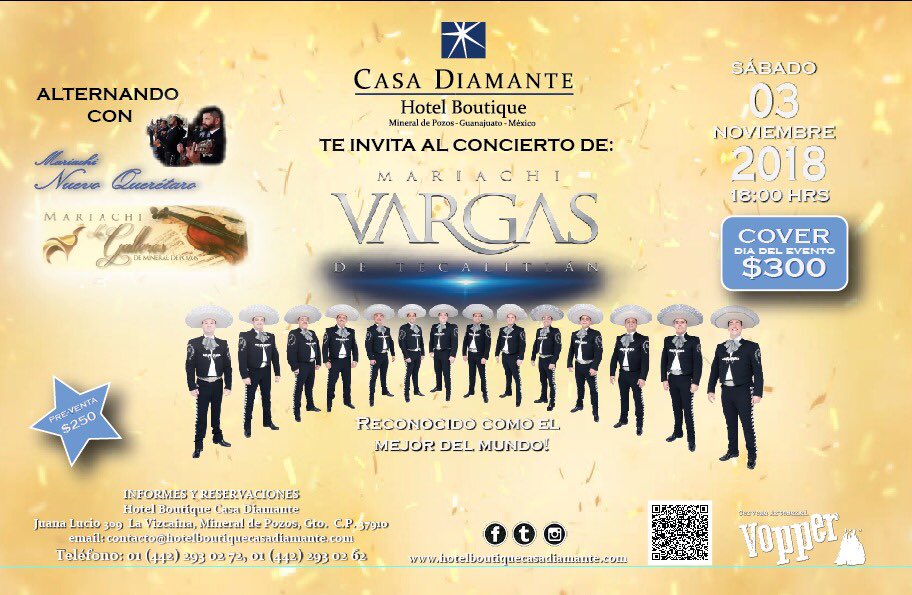 !Mariachi VARGAS 🎻🎺En el Hotel Boutique Casa Diamante, Mineral de Pozos té espera! @mariachivargas <a href="/VisitPozos/">Mineral de Pozos</a> @paradorpozos @PMagicosGto #mariachi