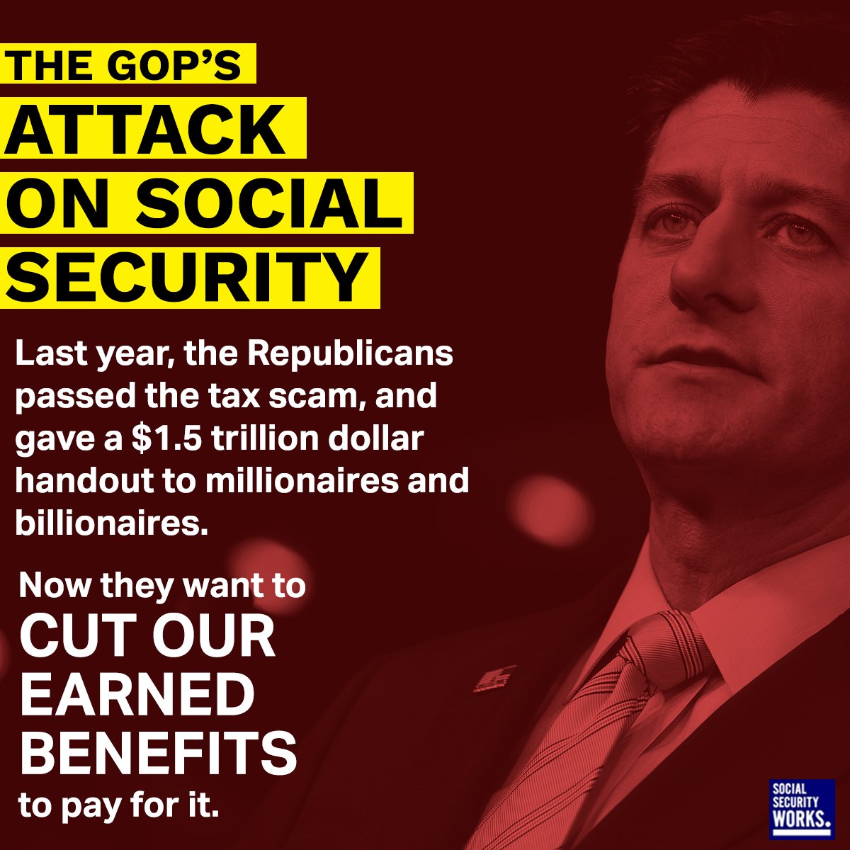 SSWorks's tweet photo. Social Security doesn't contribute a single penny to the deficit.
But that isn't stopping the Republicans from using the cost of #TaxScam1 as an excuse to demand benefit cuts - and they will do the same with #TaxScam2 https://t.co/pw13qEcXKt