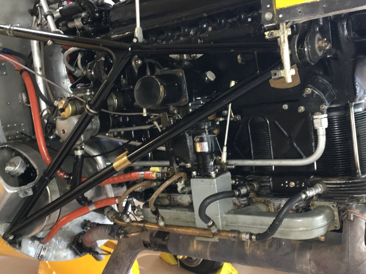 CWHM's tweet photo. The DHC-1B Chipmunk’s cowl is open for some engine work today. It’s one of the  airplanes available for members flights from the museum. Check the link for flight pricing and more information: https://t.co/vBs4DweELJ https://t.co/UUeKnu4BLM