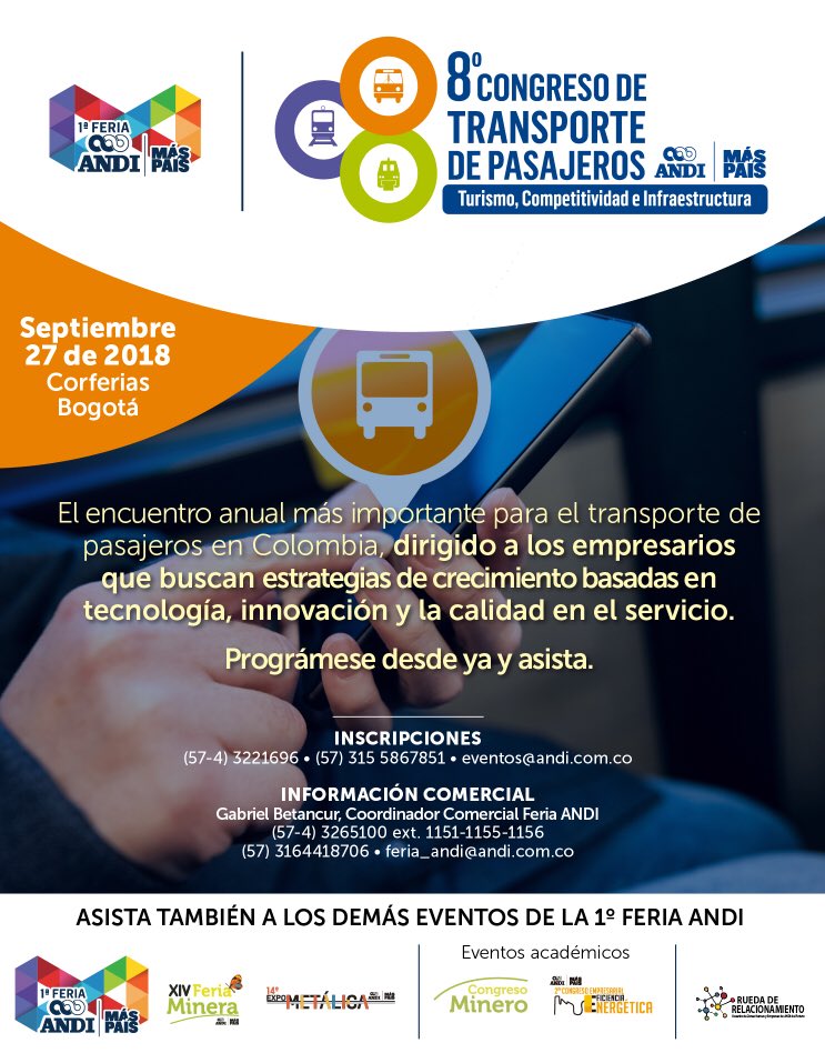 NandoTatis's tweet photo. Próximo 27 de septiembre en @CorferiasBogota tendremos el #CTP2018 de la #CámaradeTransportes de la @ANDI_Colombia. Todos están invitados, interesados pueden inscribirse en: https://t.co/0CBL9x8Ffz… https://t.co/q86XyUdUqY