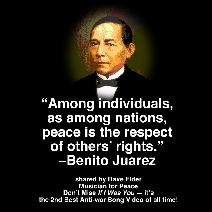 Today being #peaceday - The International Day of Peace - this year's theme is 'The Right to Peace - The Universal Declaration of Human Rights at 70” and that makes it appropriate to again share this Benito Juarez quote which says it pretty well - #standupforhumanright.