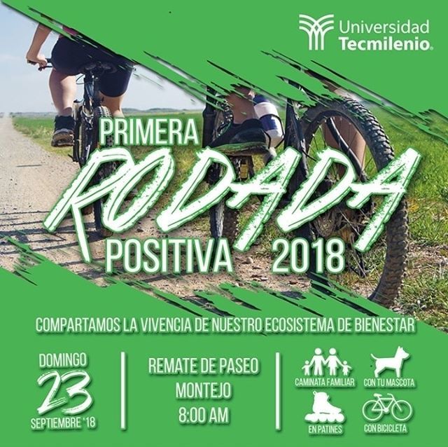 Primera Rodada Positiva 2018
Acompañanos en esta primera Rodada y compartamos la vivencia de nuestro ecosistema de bienestar

Domingo 23 de Septiembre
Remate de Paseo Montejo | 8:00 AM

Caminata familiar, con tu mascota, en patines o en bicicleta, únete … ift.tt/2I6nDTp