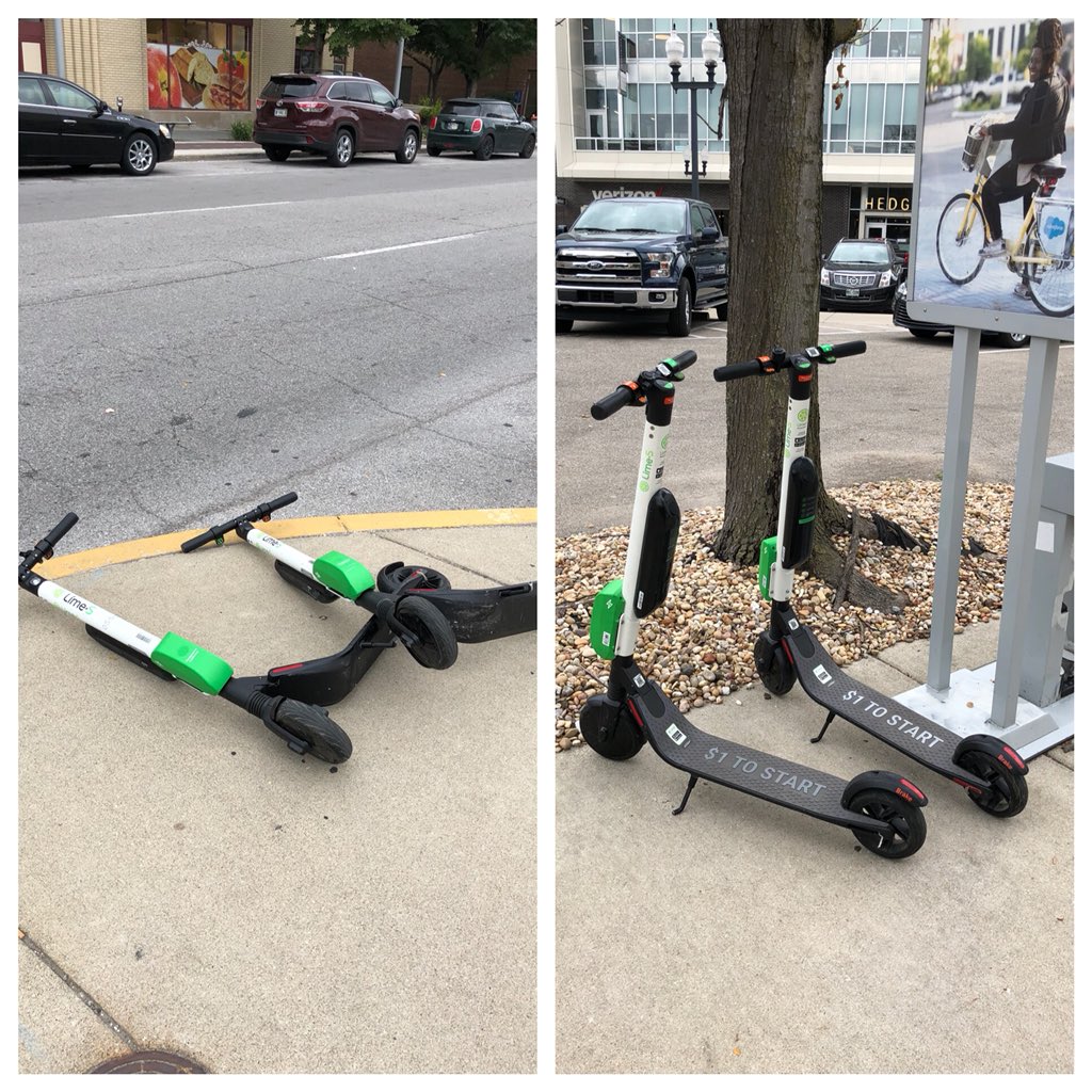 IMPDnews's tweet photo. โLike a good neighbor, park over there ๐ โ
If you ride them, park them out of the way, leaving at least 4ft clear on sidewalks. They can be parked on non-landscaped grassy areas. #ScooterRules #BeAGoodNeighbor https://t.co/BifzuAo1yy