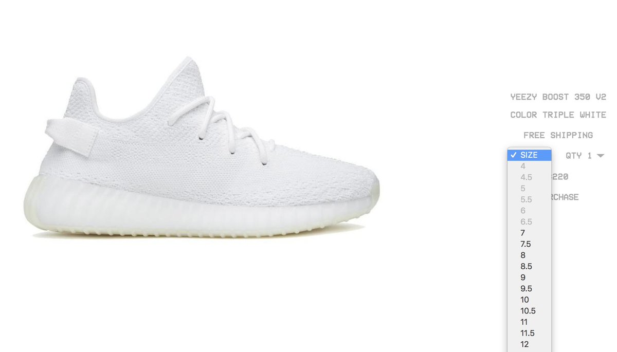 yeezy supply shoe size