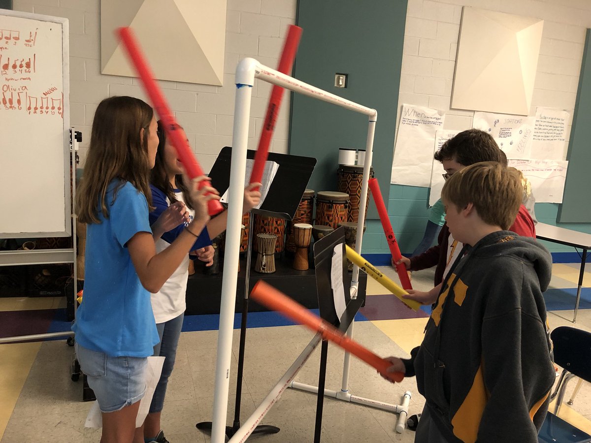6th graders playing their own compositions on our new Boomwhacker stand created by 8th grader, Sean Burgeson!