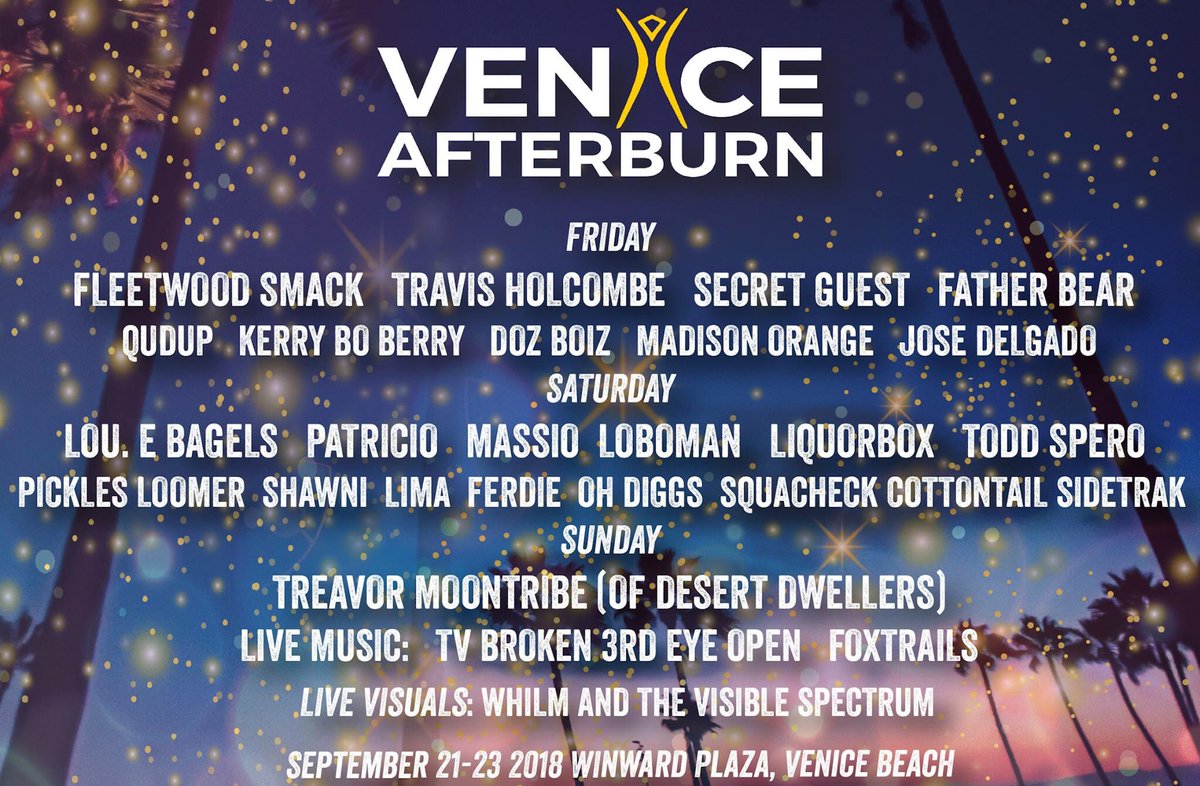tonybanhkenobi's tweet image. The lineup for the Venice Afterburn 2018 is here &amp;amp; full of playa magic!
Looking forward to fill up the beach with Black Rock City vibes... join us this whole weekend for a FREE #Music &amp;amp; #Art celebration at the Venice Skate Park. #venicebeach #LA
facebook.com/events/7173055…