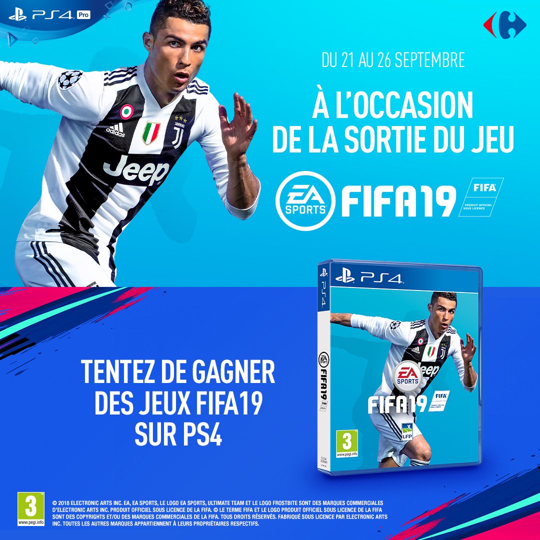 CarrefourFrance's tweet image. Qui veut gagner son exemplaire de #FIFA19, qu&apos;il recevra dans sa boîte aux lettres le jour de sa sortie ??? 😜 On savait que ça allait vous plaire ! Alors dépêchez-vous de RT+follow @CarrefourFrance, on tire au sort mercredi ! 🤞🙌