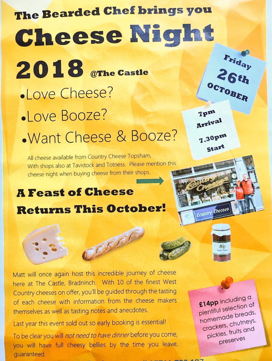 Back by popular demand... Cheese Night 2018 in Bradninch, genuinely likely to sell out with weeks to go. If you’re interested book soon! And please RT <a href="/DevonAndy/">Andy Bowditch</a> @andywells3 <a href="/esme2503/">devonlass💙</a> <a href="/Steve_Parrett/">Steve Parrett 🏴‍☠️</a> <a href="/JillJewell1/">Jill Jewell</a> @Glennhc80 <a href="/Amy_Erith/">Amy 🦋</a> <a href="/loopy1101/">Louisa Coates</a> @loorools <a href="/happydaveclp/">David Clapp</a> <a href="/jodge90/">Jo</a>