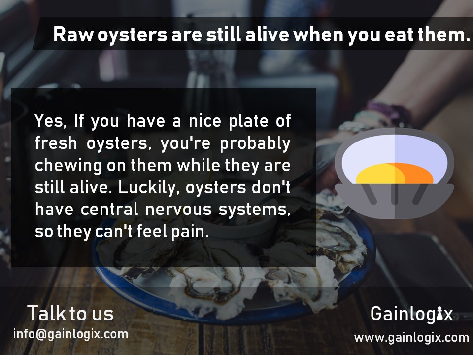 gainlogix's tweet photo. If Oysters die, they are no longer safe to eat. #Digital_Restaurant #Online_Reservation #Online_Food_Ordering #WEB_Services #Digital_Marketing #Custom_App_Development #Web_Integration #Support_and_Maintenance #Gainlogix https://t.co/avwpvpDMHx