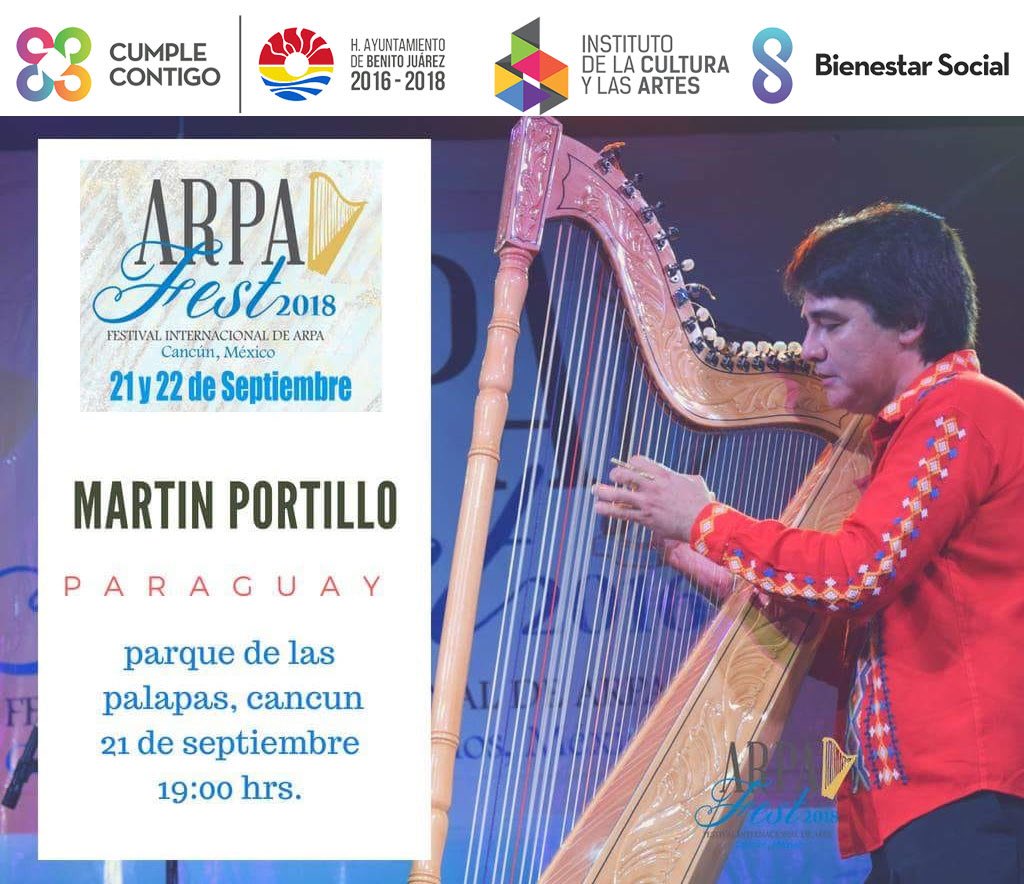 El #InstitutodeCulturaCancún te invita a disfrutar del talento #artístico que el #ArpaFest2018 trae para ti en esta edición! Hoy viernes 21 de #septiembre, 7PM, #ParquedelasPalpas de #Cancún! #Gratuito #Familiar #Culturaparatodos #RembertoEstrada #ICACancún