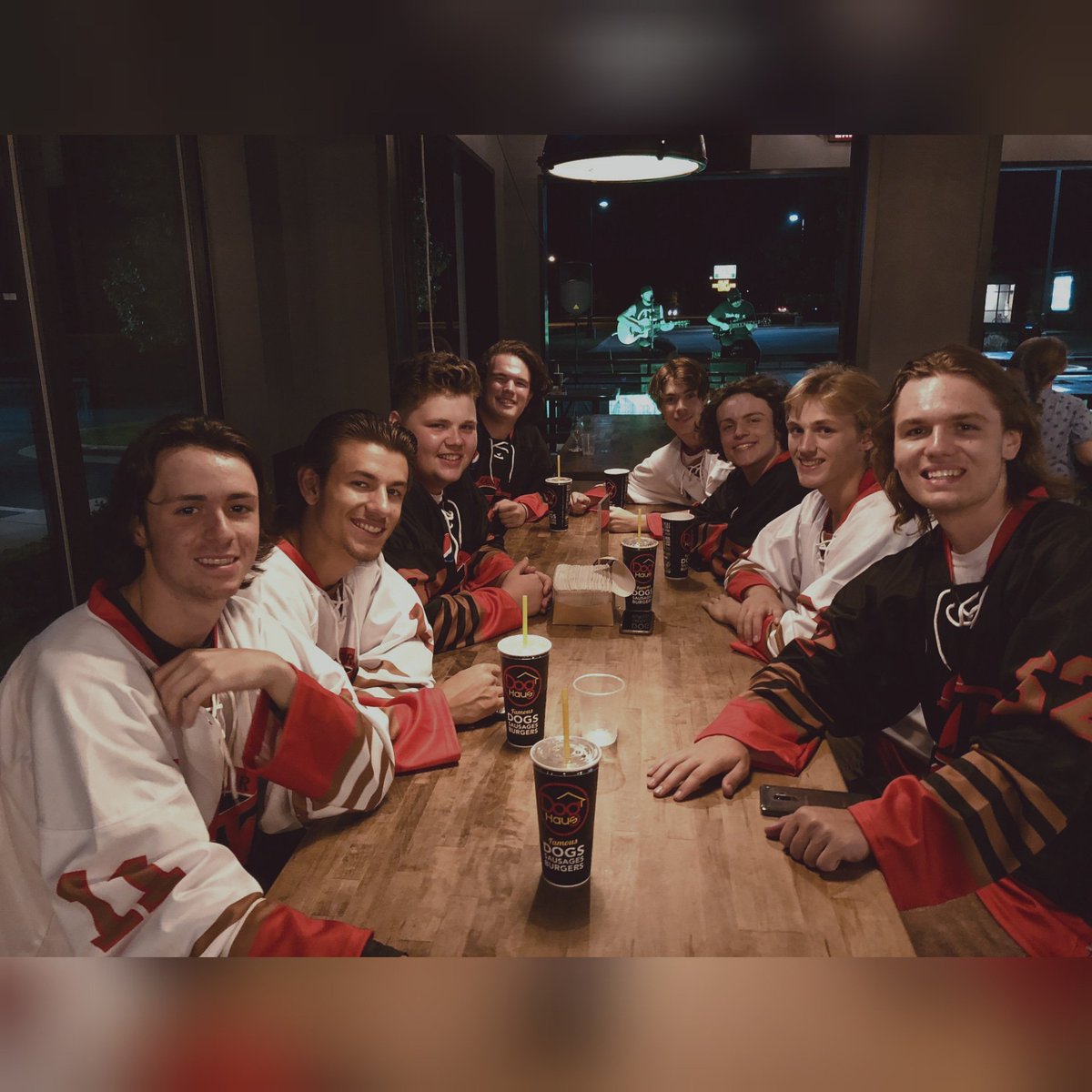 DecaturBlaze's tweet image. Couple of photos of some of the boys out @DogHausDogs volunteering and getting the word out about the upcoming season! First home game October 19th! Retweet if you think CJ was the one to knock down the Jenga tower.