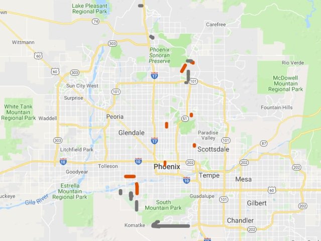 Map Of Phoenix Highways Direct (non Stop) Flights From New York To