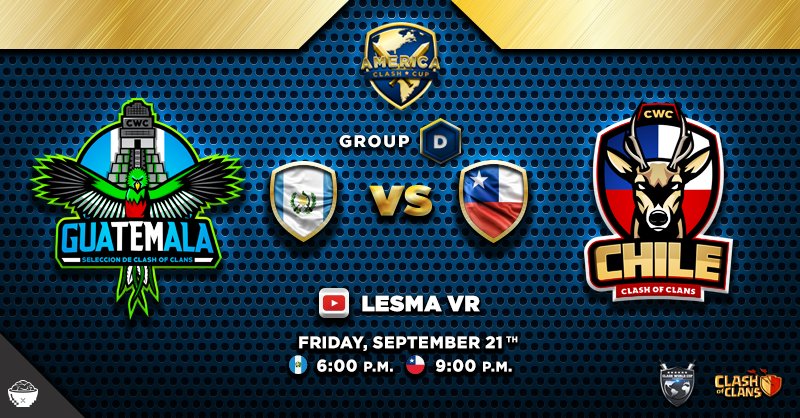 Nuestra tercera guerra en <a href="/AmClashCup/">America Clash Cup</a> ¡es hoy!
¡Vamos Chicos!
Mucha suerte a Chile 
#GuatePower