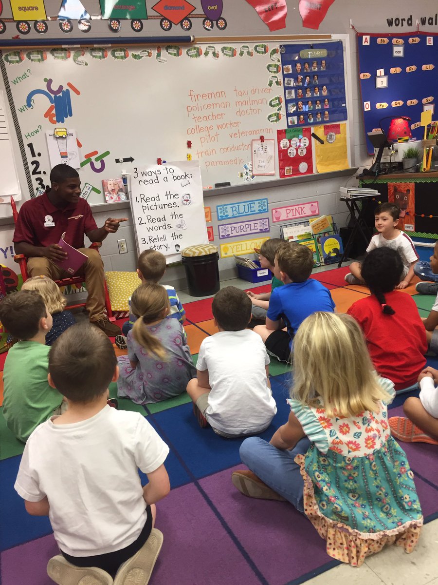 coachkriesky's tweet photo. The Warriors had a good time reading to the elementary students today. It is always neat to see our young men interact with these students. It was a great day for everyone. https://t.co/CjKM4tsLlM