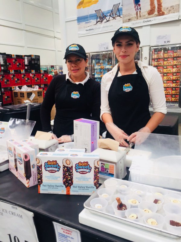 saltisweet's tweet photo. (🎵cue ice cream truck song🎵) Come and get it kids! Okay, so we're technically not mobile, and we don't have a cool truck, but we ARE handing out yummy ice cream treats for all to enjoy. If you're anywhere near @Costco Chula Vista CA come grab a treat, we're here through Sunday! https://t.co/8e69bgWaAP