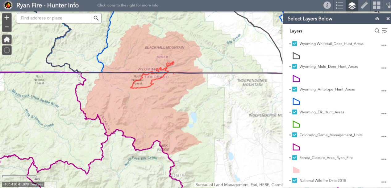 Nifc Maps Arcgis Com Medicine Bow Routt Nfs Thunder Basin Ng On Twitter We Have Created An Interactive Hunting Map That Can Be Used To View Which Hunting Units May Be Affected By The Ryanfire Or