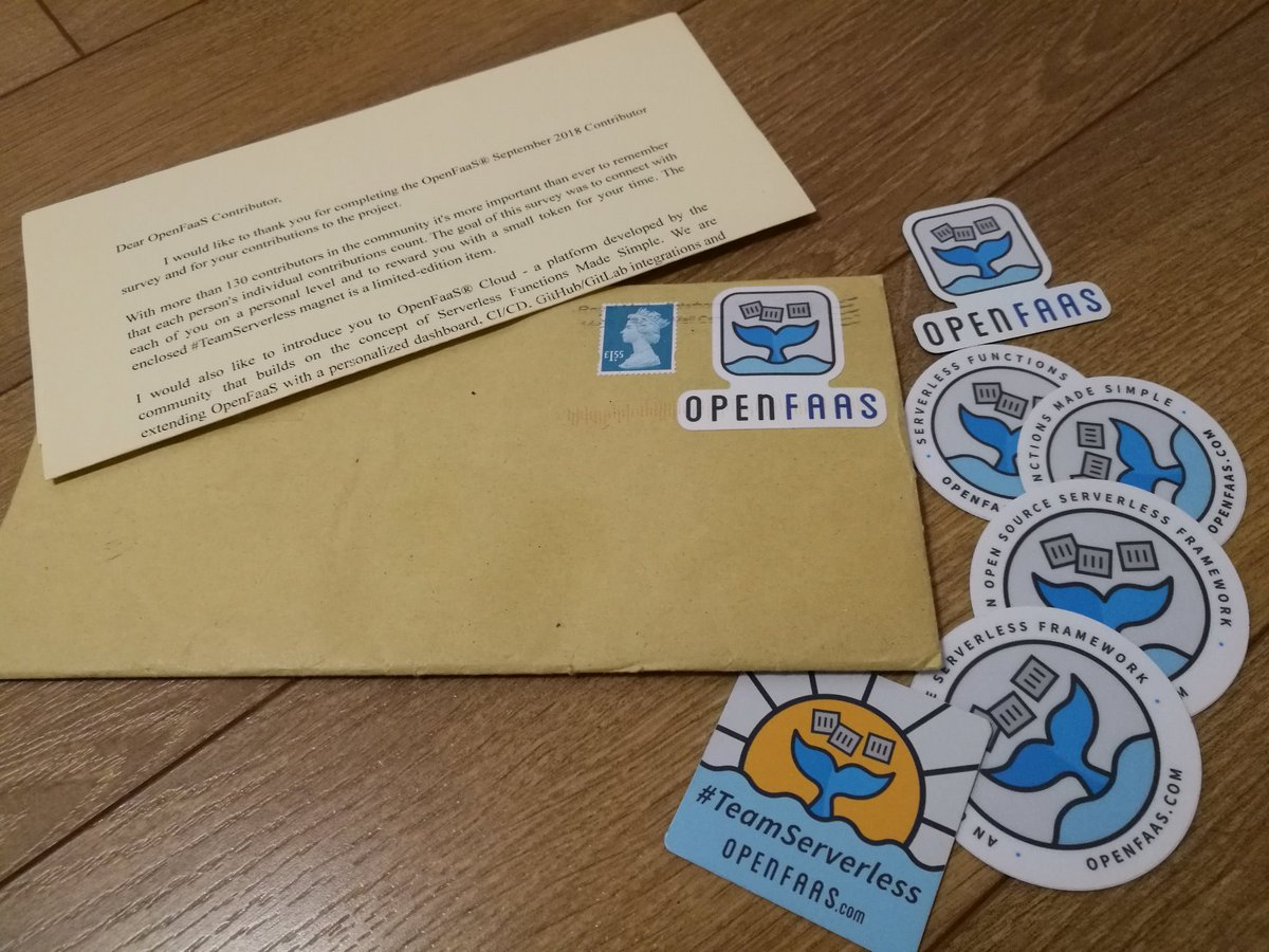 radoslav_dimitr's tweet image. Stoked to find this in my mail today! Thanks for the swag, @alexellisuk!  Just in time for #FaaSFriday #teamserverless @openfaas