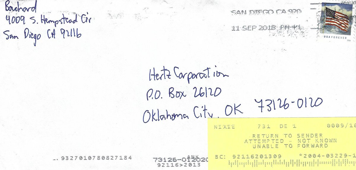 AlegreScience's tweet photo. @Hertz How do you explain the following returned mail??  Is it really that the address on the receipt is wrong?? https://t.co/r0oTLipbBo