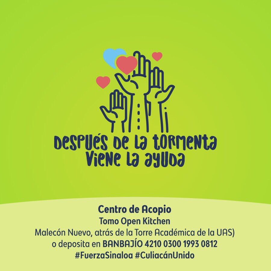 HAlfaroMX's tweet photo. #SomosTodos los que podemos hacer la diferencia. ¡Ánimo! #FuerzaSinaloa #CuliacánUnido https://t.co/1pSLoXX2Mv