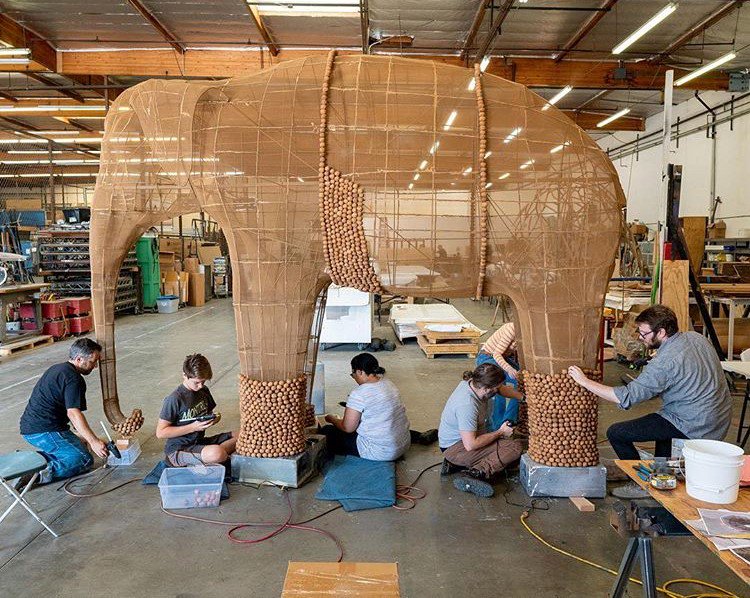 AndersenWalnuts's tweet photo. There’s an Elephant in the Room! Visit the Los Angeles Central Library between September 28th – January 27th to see the comeback of the life sized elephant fashioned in @AndersenWalnuts. We’re happy to donate to help the exhibit tell their story. #cawalnuts https://t.co/gSnouWLxWI