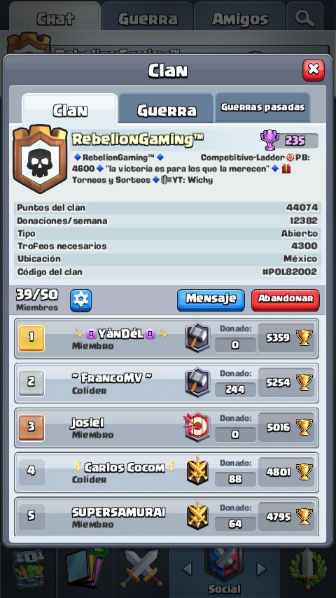 Seguimos en busqueda de gente para el clan 
Si cres que tienes lo necesario Mandame MD
Y unete ala Familia @RebelionGaming #GooRebelion✌