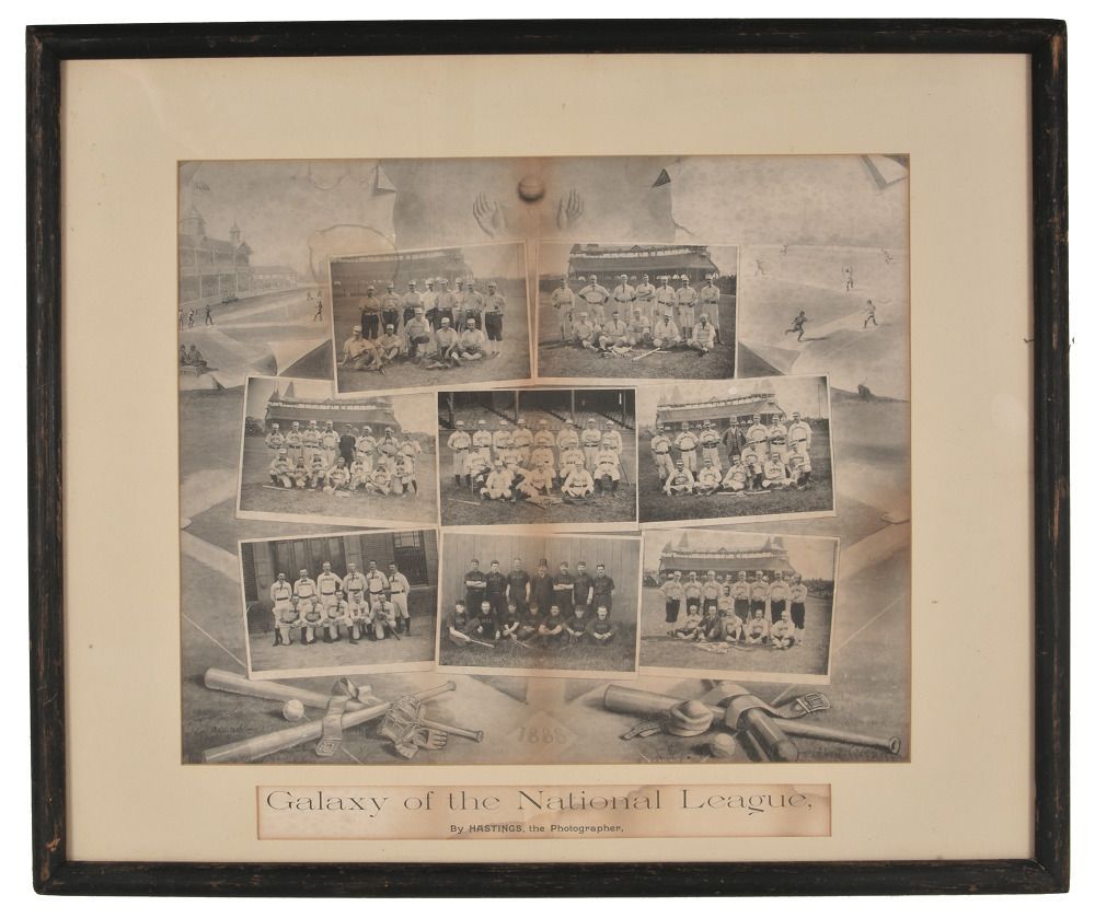 collect_rea's tweet photo. Fall Auction October 2018 - 1888 Hastings "Galaxy of the National League" Team Composite with Anson, Wright, Ewing, and Many More Hall of Famers - @REAOnline #CapAnson @Cubs #SamThompson @tigers #HarryWright #BuckEwing @baseballhall #AmericasPastTime #MLB #mlbhistory https://t.co/U3OtV8edDt