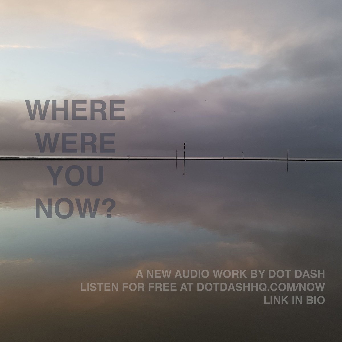 dotdashhq's tweet image. We made a new piece! It is a 12 minute long audio work about someone who can remember the future, called &apos;Where Were You Now?&apos;. You can stream and/or download it for free at dotdashhq.com/now.

It was made with kind support from @MargateFestival.