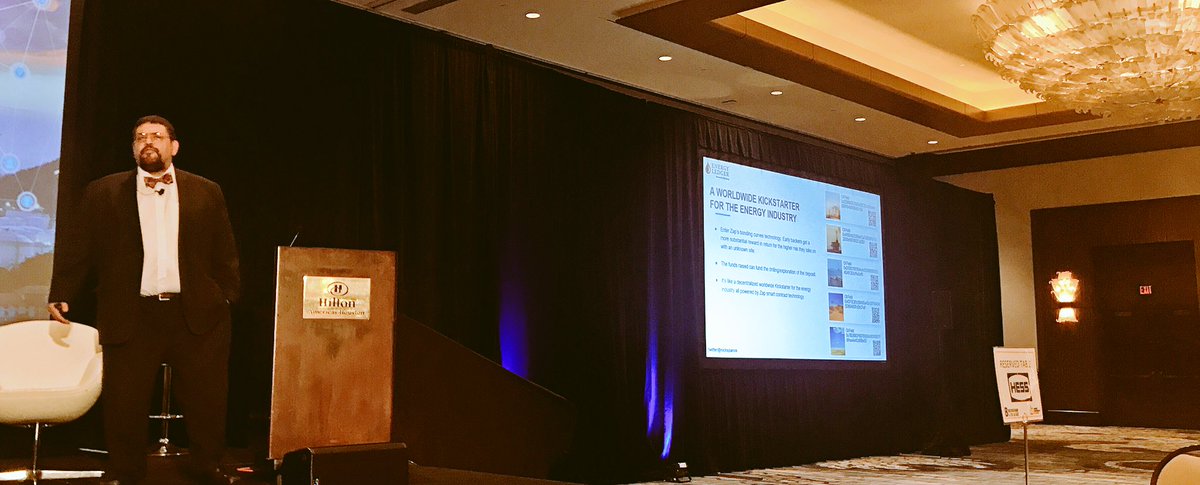 .<a href="/nickspanos/">Nick Spanos</a> unveiling his vision for the #InitialWellOffering today at the #Blockchain Oil &amp; Gas Conference and speaking about using <a href="/ZapOracles/">ZapOracles</a> &amp; #smartcontracts to create a "worldwide Kickstarter for the energy industry" #BlockchainHouston18 <a href="/econferencenet/">Energy Conference Network</a> #IOO $BTC $ETH $ZAP