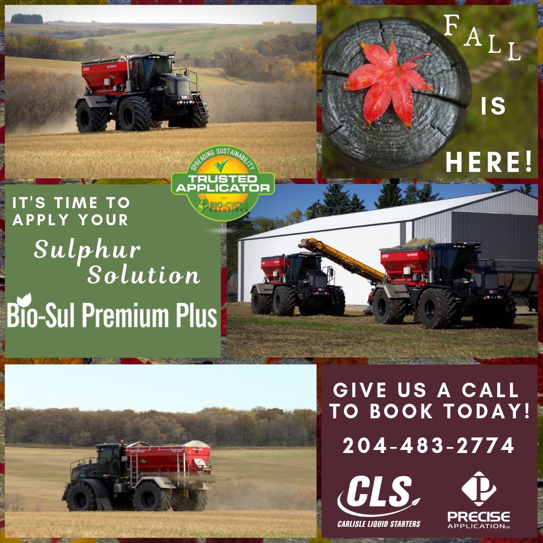 Bio-Sul Premium Plus = Elemental Sulphur + Compost 🍁
#fall2018 #autumn2018 #BioSulNation #FallApplication #Harvest18 #Sulphur #Canola #Wheat #Alfalfa #CostEffective #SulphurSolution #madeincanada
