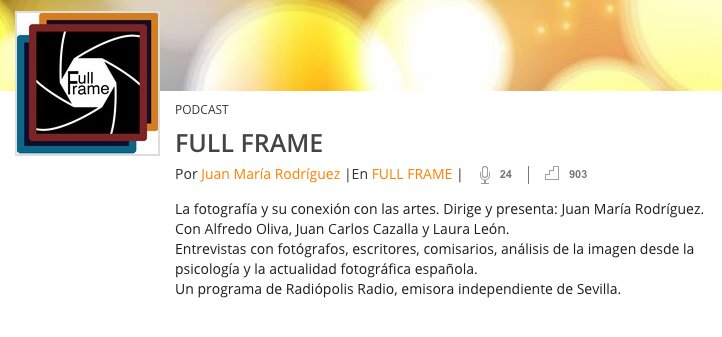 PICAAlcobendas's tweet photo. Estupendo podcast sobre fotografía, si teneis la suerte de conocerlo ahora teneis una temporada completa esperando ser escuchada.
FULL FRAME: La fotografía y su conexión con las artes. Dirige y presenta: Juan María  Rodríguez.
https://t.co/z5b2NmobEu https://t.co/18eeXnUy7n