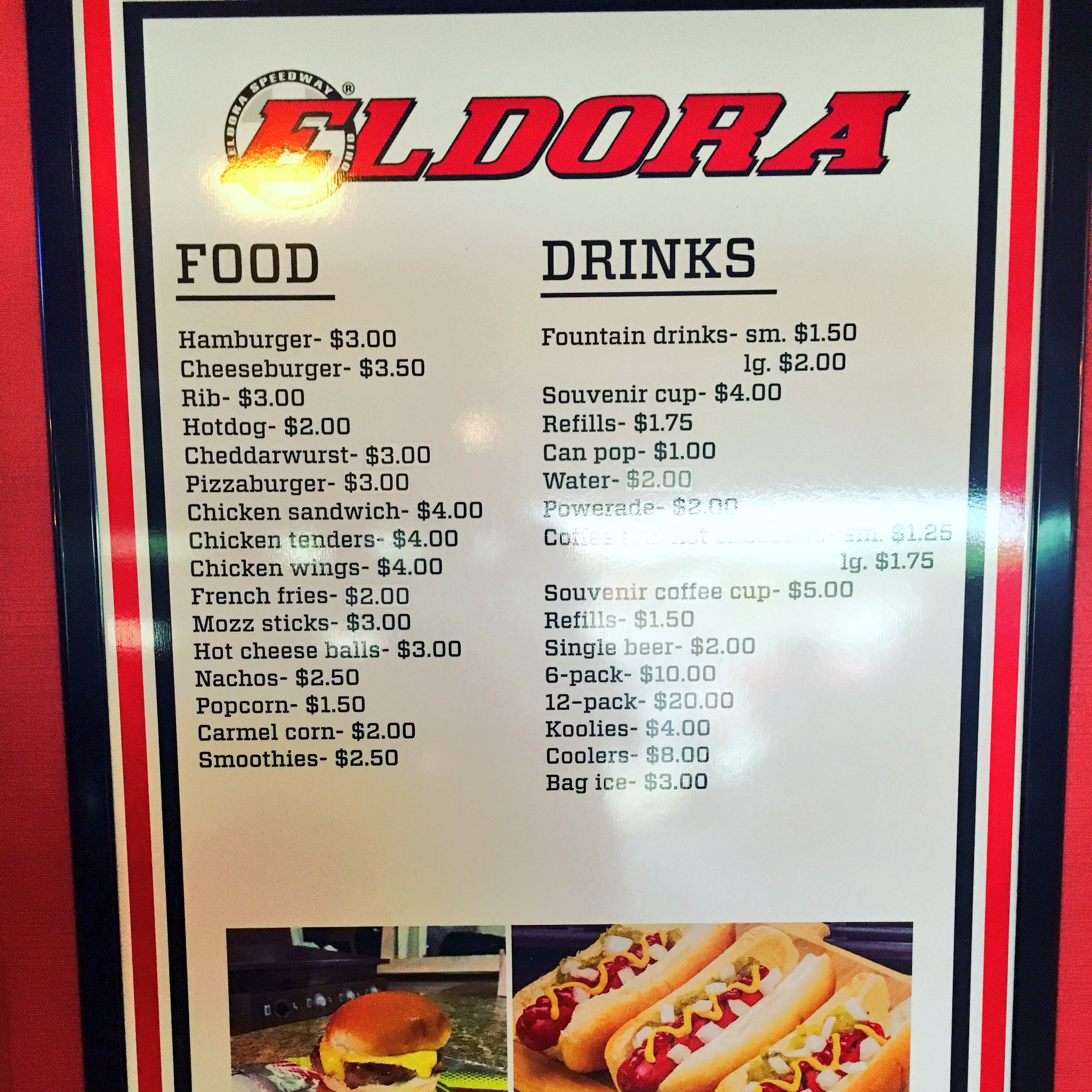 Speedway menu 2024