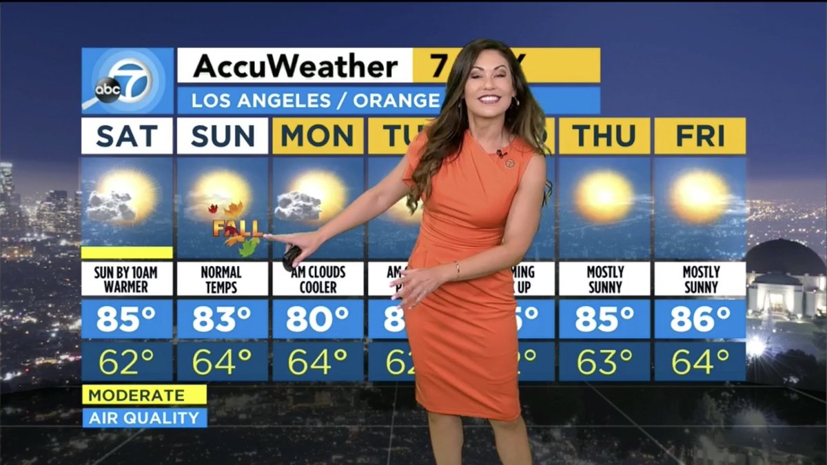 kimievansmedia's tweet photo. Oh you know...just sleeping & dancing on the job. ๐ด ๐๐ป
#SoCalWeather #LAweather #theweatherdiva #ootd #sleepingonthejob #dancingatwork #meteorologist #weatheranchor #orangeyoufeelinggreat #weatherforecast #autumnalequinox @ABC7 https://t.co/xifm7q0CVv