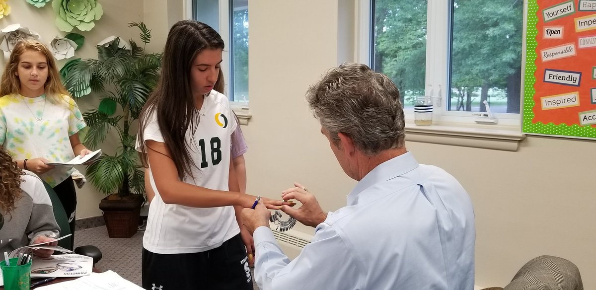 OLMA_NJ's tweet photo. OLMA juniors select and get sized for their #classrings! #Classof2020 #OLMATradition #RingMass https://t.co/2snloppXiO